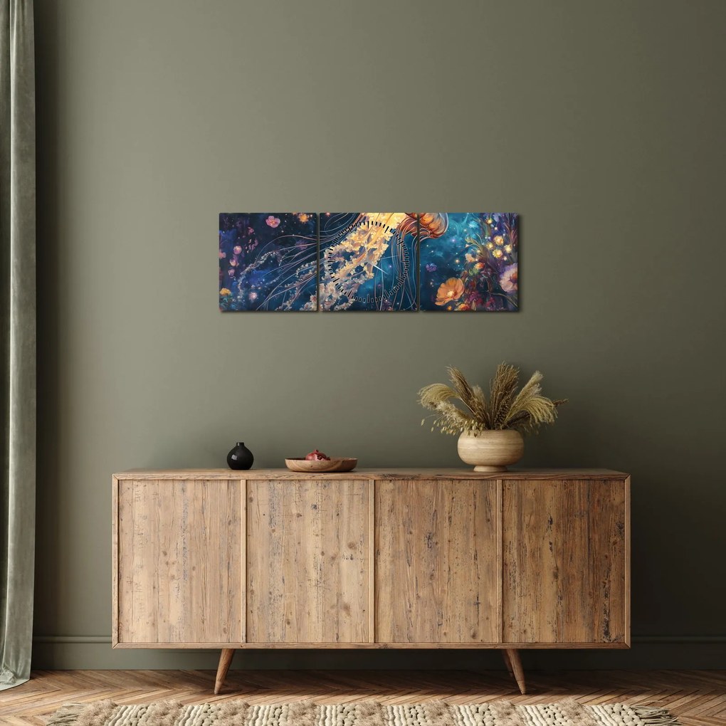 Tablou - Meduză magică (cu ceas) (90x30 cm)