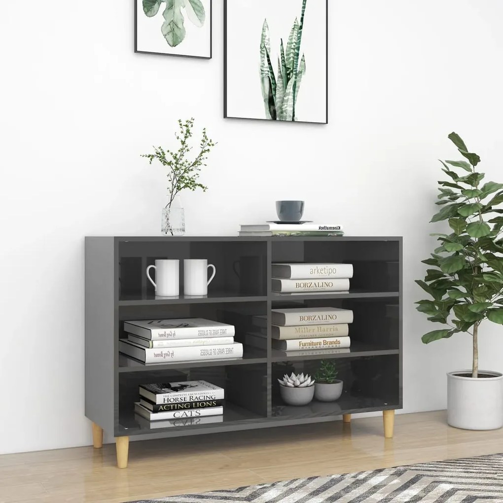 806039 vidaXL Servantă, gri extralucios, 103,5x35x70 cm, PAL
