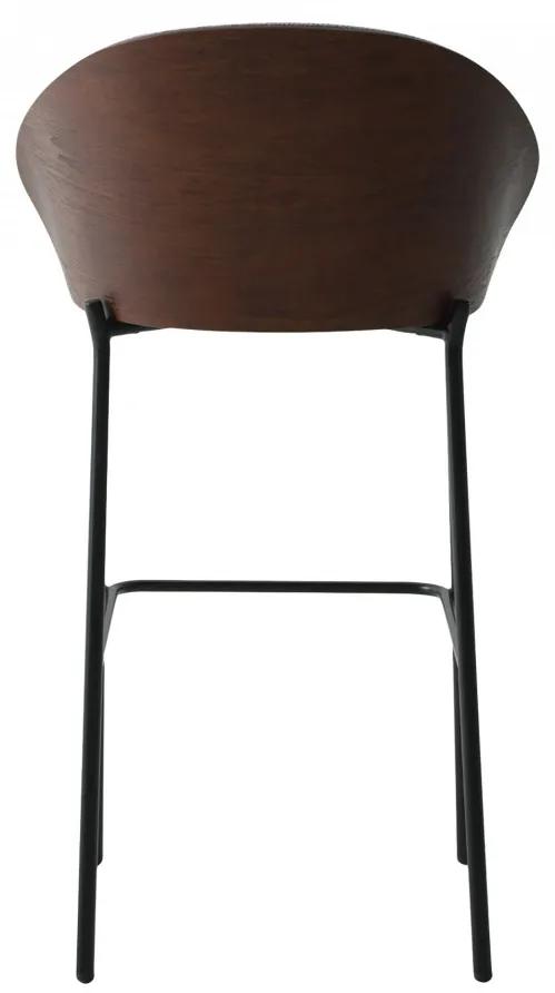 Scaun bar gri cu spate din lemn si picioare negre Canelas