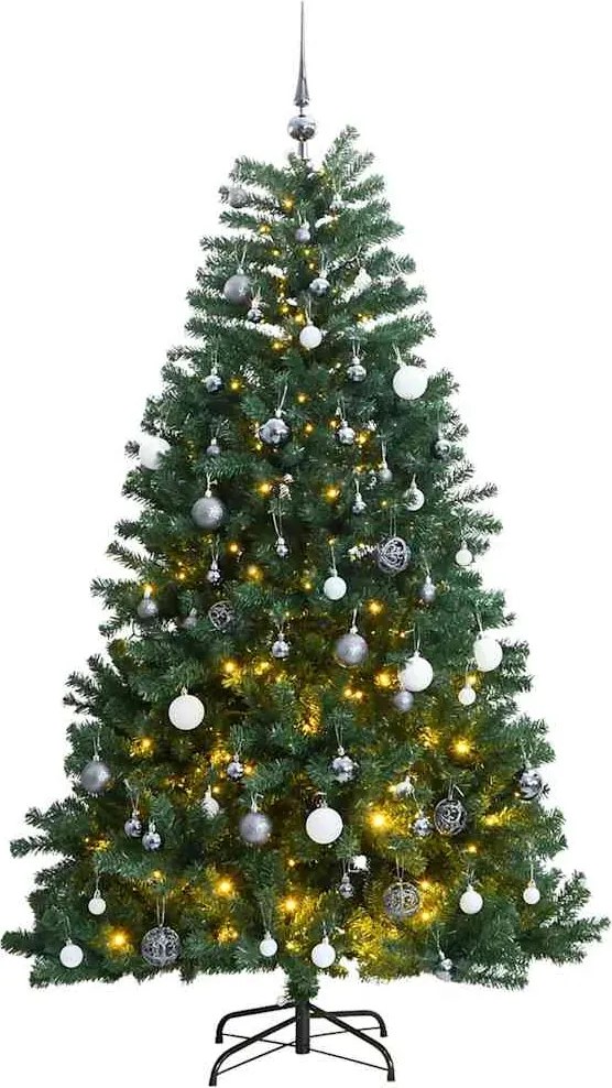 vidaXL Brad Crăciun artificial articulat cu 300 LED-uri/globuri 210 cm