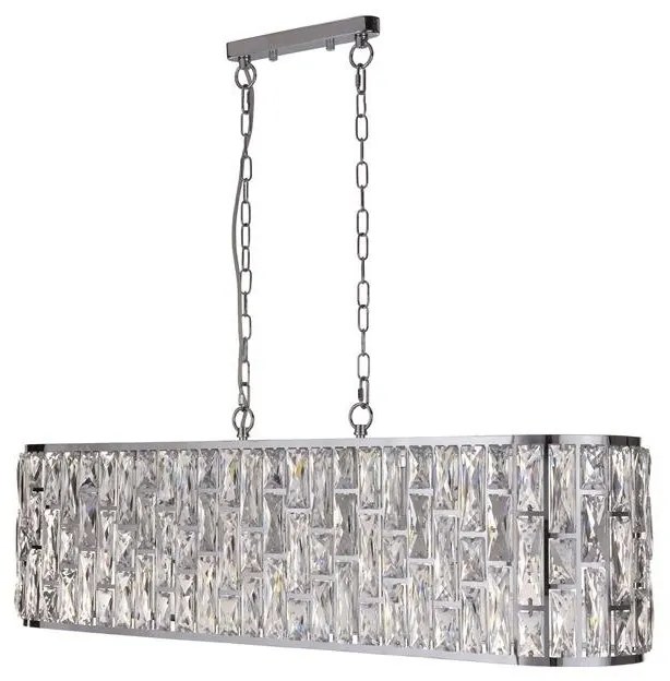 Lustra metal cromat, sticla transparenta Bijou 8Lt