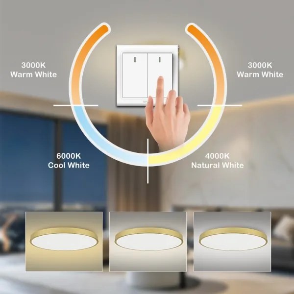 Plafonieră LED Brilagi-LED POOL, 128 W, 230 V, 3000/4500/6000 K, Ø 100 cm, auriu