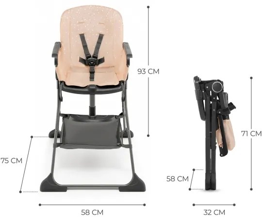 Scaun de masă pentru copii KINDERKRAFT FOLDEE roz