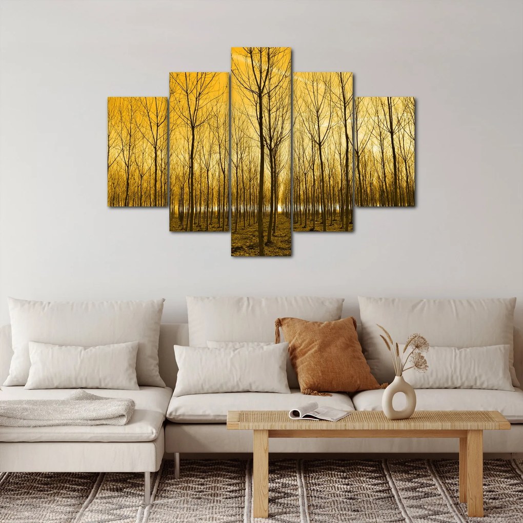 Tablou cu pădure în apus de soare (150x105 cm)
