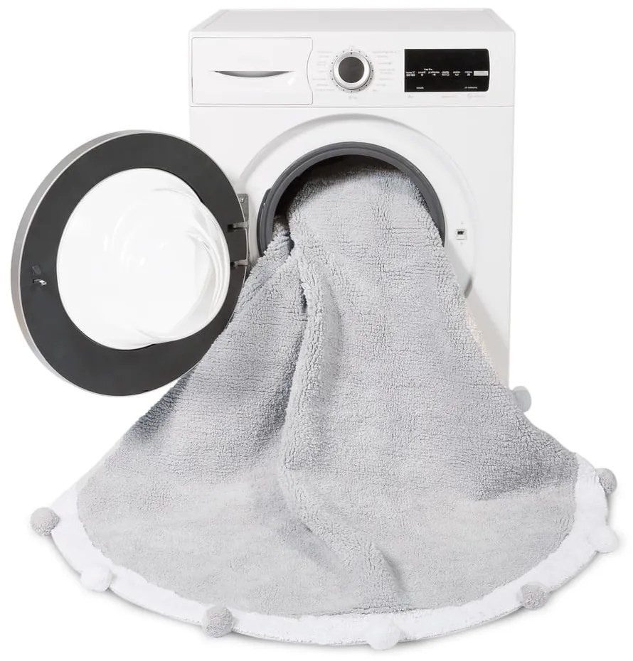Covor pentru copii gri deschis lavabil/țesut manual din bumbac ø120 cm Bubbly – Lorena Canals