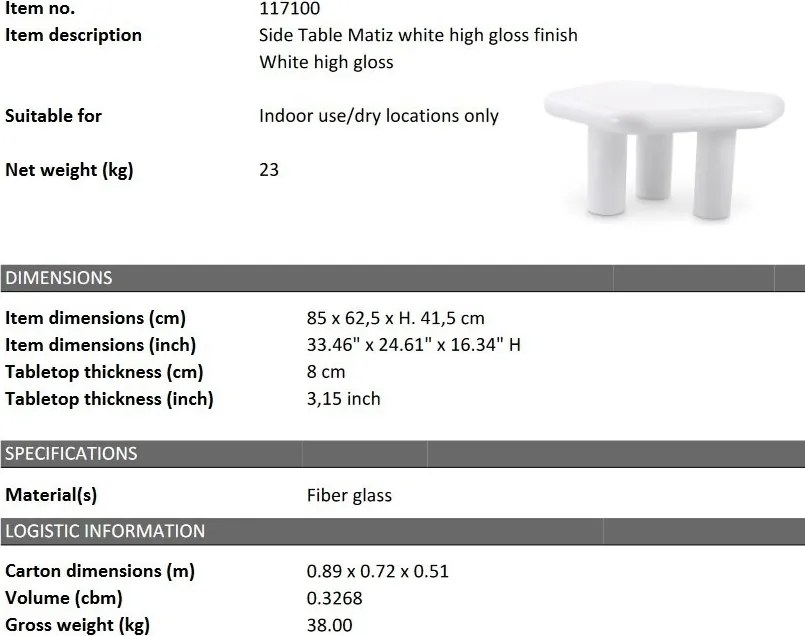 Masuta din fibra de sticla design LUX Matiz