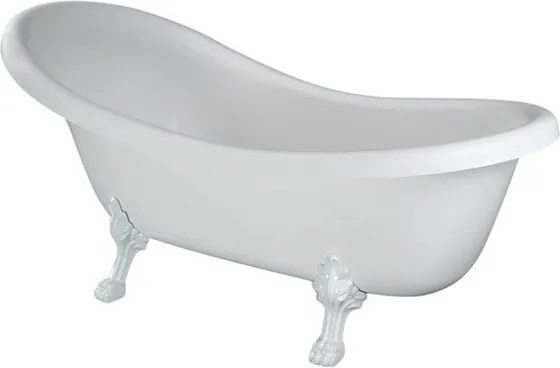 Cada retro free-standing Besco Otylia 160x77 cm cu picioare albe si preaplin
