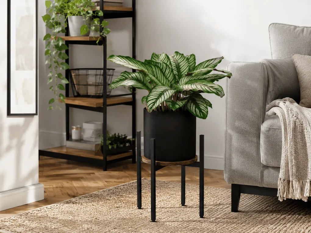 Suport rotund pentru flori TAYLOR ⌀ 32 cm, maro rustic/negru