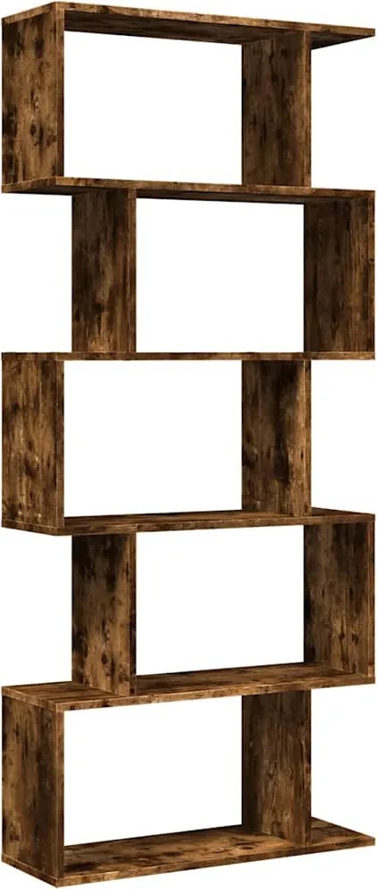 vidaXL Bibliotecă/separator 5 niveluri stejar fumuriu 70x24x161cm lemn