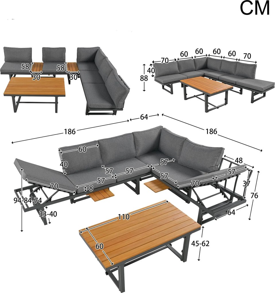 Set mobilier de grădină 3 piese, Gri | Aosom Romania