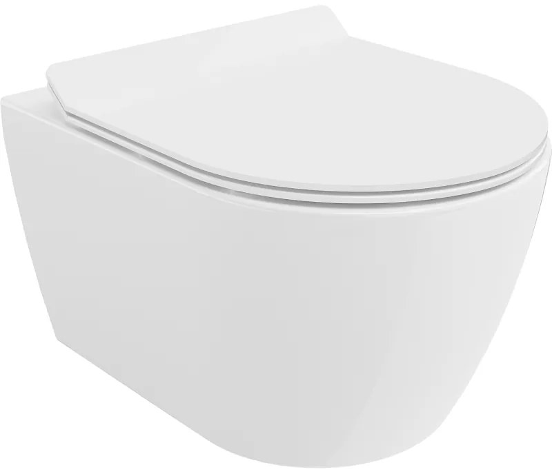 Mexen Carmen vas de toaletă Rimless cu capac slim cu închidere lentă , duroplast, Albă - 30880100