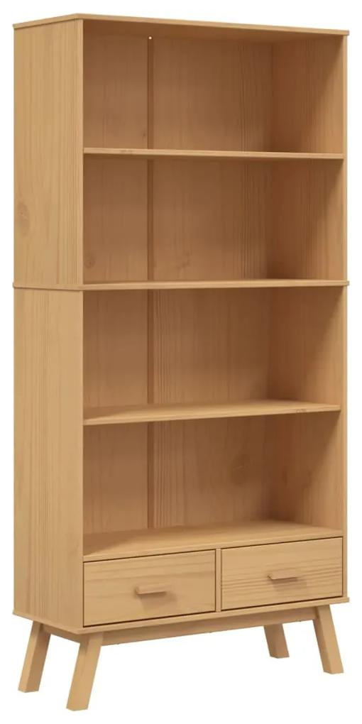 358612 vidaXL Bibliotecă cu 4 niveluri „OLDEN”, maro, lemn masiv de pin