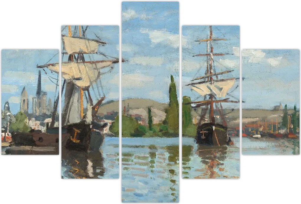 Tablou - Claude Monet, Ships Riding on the Seine at Rouen, reproducere (150x105 cm)