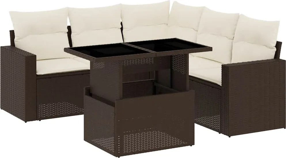vidaXL Set canapele de grădină cu perne, 6 piese, maro, poliratan