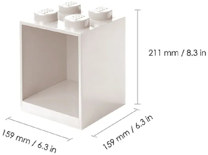Set 2 rafturi de perete pentru copii LEGO® Brick, alb