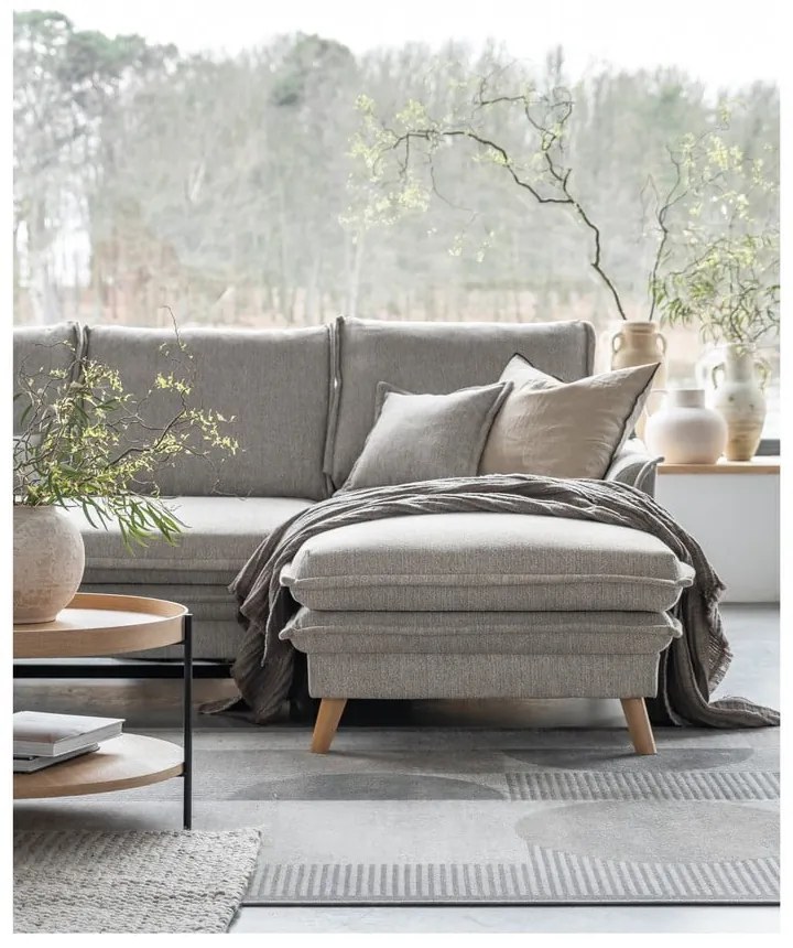 Colțar grej extensibil/cu spațiu de depozitare (cu colț pe partea dreaptă/cu șezlong) Charming Charlie – Miuform