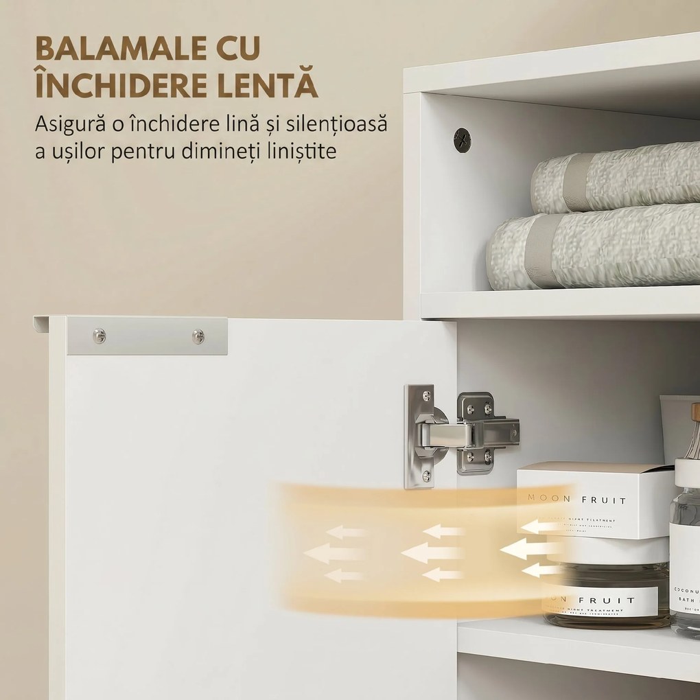HOMCOM Dulap de Baie Sub Chiuvetă cu Raft Interior Ajustabil Alb | Aosom Romania