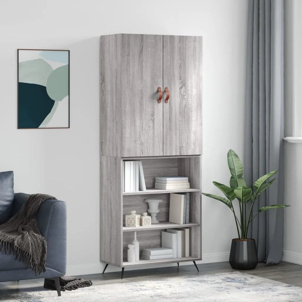 vidaXL Dulap înalt, gri sonoma, 69,5x34x180 cm, lemn compozit