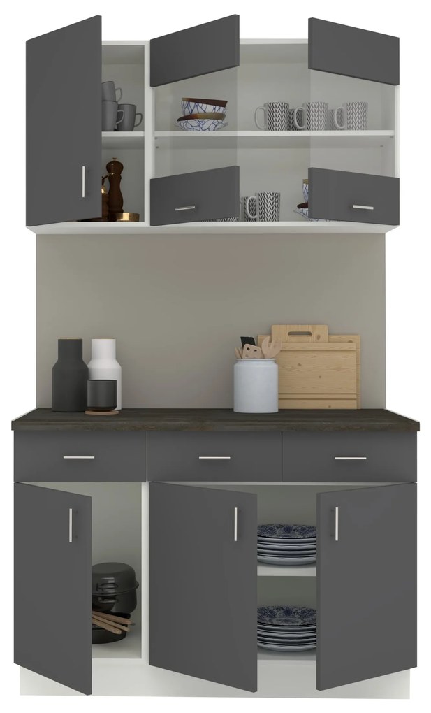 Set Bucatarie Karo V3, Antracit/Alb, Blat Thermo 28 mm, L 120 cm