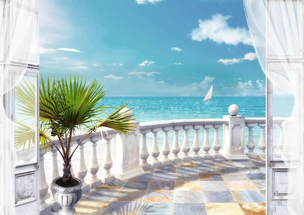 Fototapet. Balcon Marmorat cu Vedere la Ocean. Art.050018
