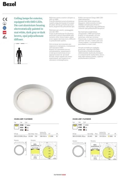 Redo 9184 - Plafonieră LED pentru exterior BEZEL, 30W/230V, IP54, antracit