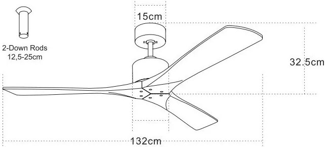 Ventilator de tavan cu telecomanda Shyam negru/lemn cires