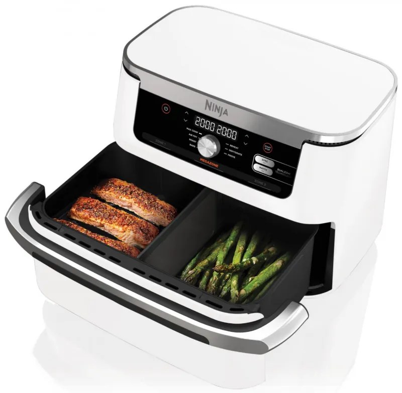 Friteuza dubla cu aer cald Ninja AF500EUWH, 10.4 L, 7 programe, Timer, Zone independente, Alb