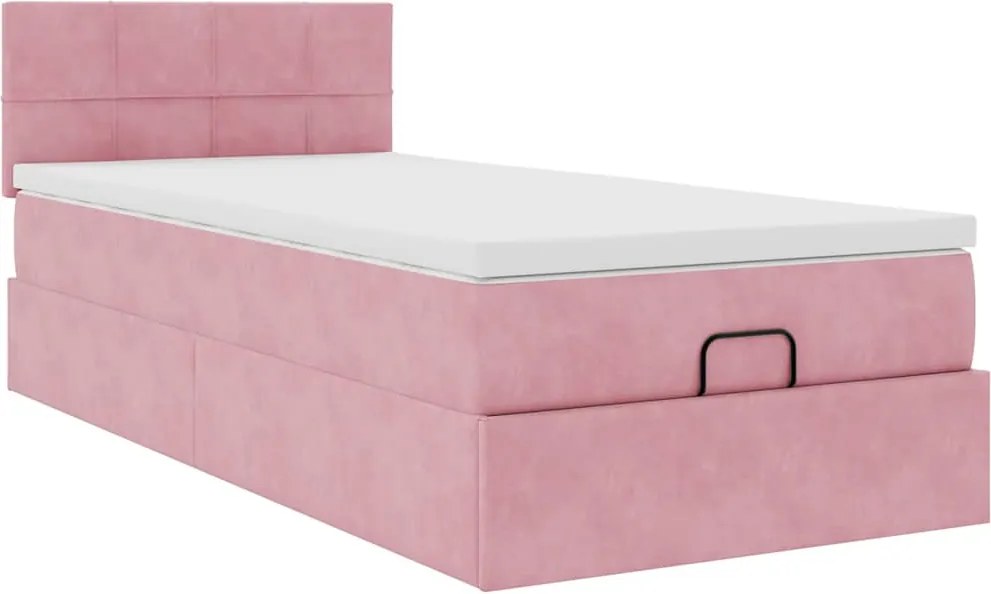vidaXL Cadru de pat otoman cu saltea roz 100x200cm catifea