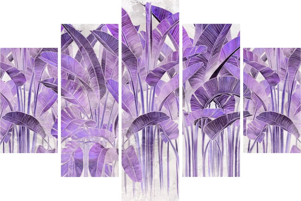 Tablou - Frunze violet în tencuială (150x105 cm)