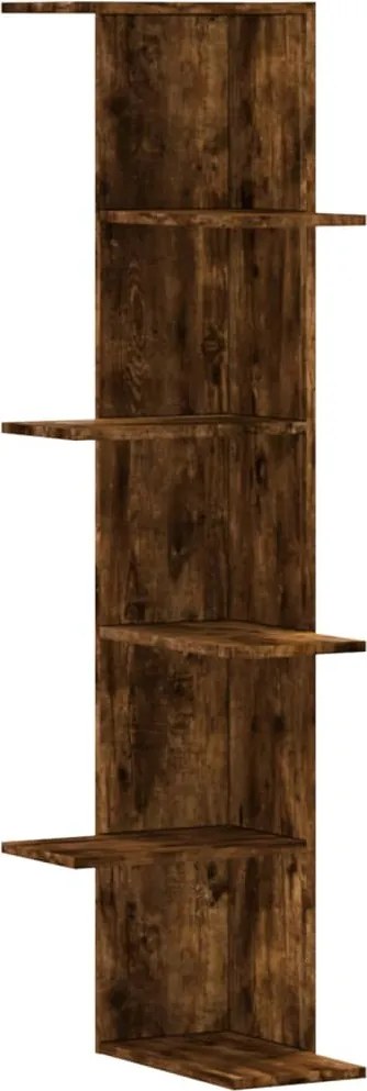 vidaXL Raft colț perete stejar fumuriu 36,5x36,5x140cm lemn prelucrat