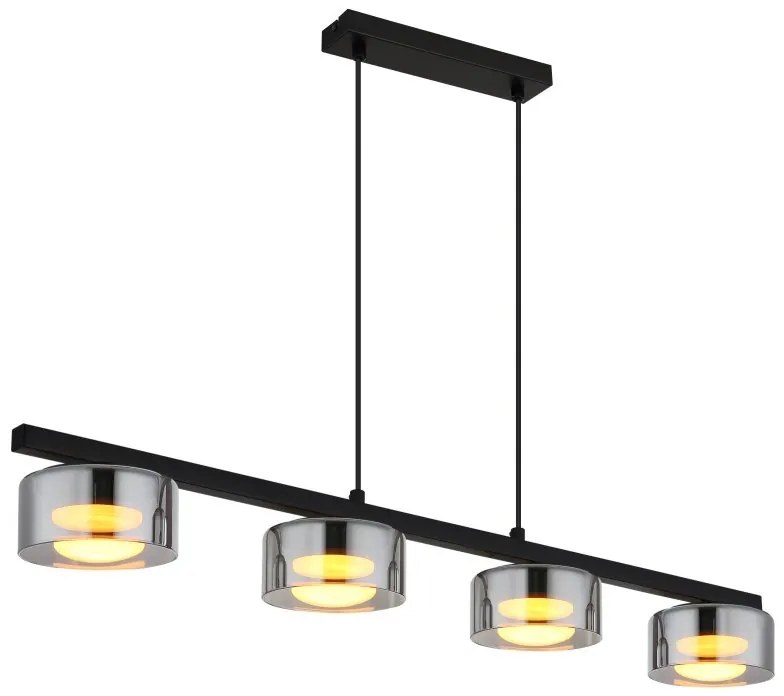 Lustra suspendata din metal negru cu sticla fumurie HIGGINS 4L