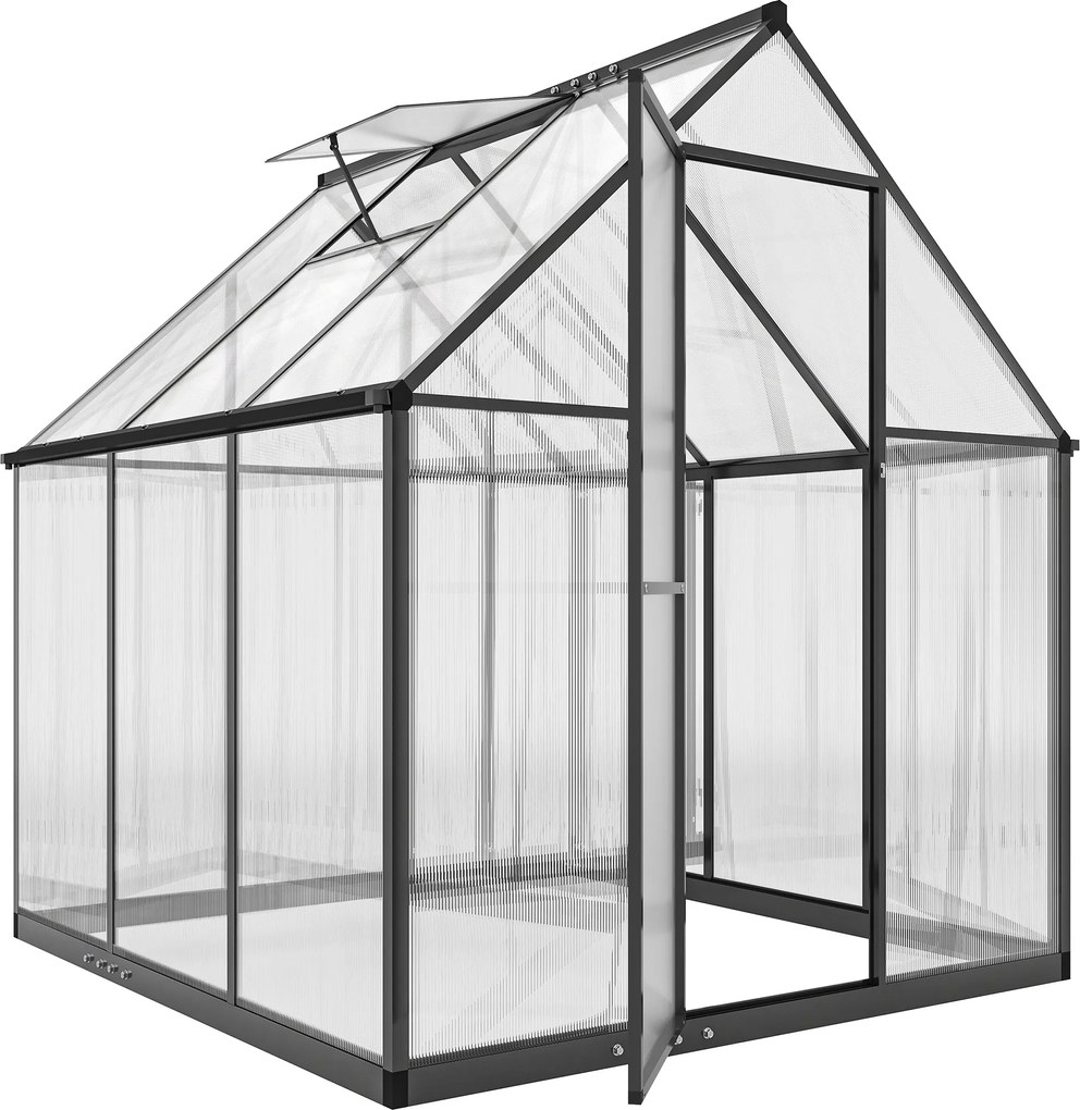 Outsunny Seră de grădină din aluminiu și policarbonat, seră cu fereastră reglabilă și ușă batantă, rezistentă la intemperii, transparent | Aosom Romania