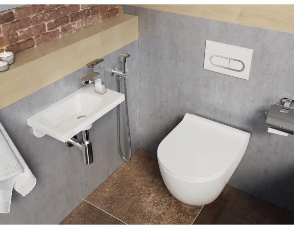 Ravak XJGP1100000 - Lavoar suspendat CHROME, 40x22 cm, marmură turnată, alb