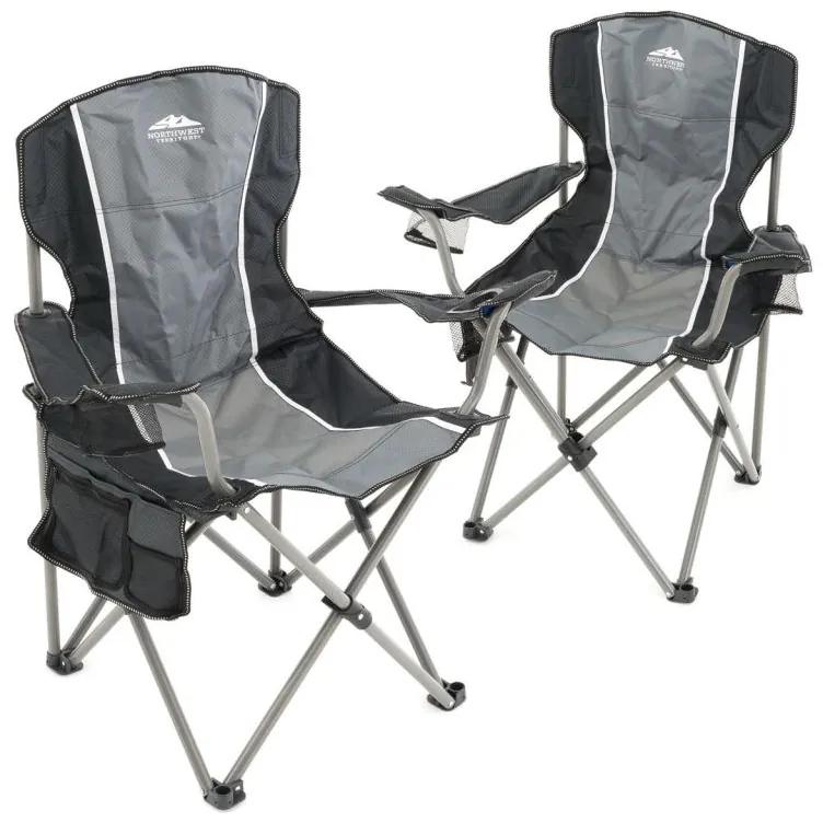 Set de 2x scaune pliabile - gri / negru