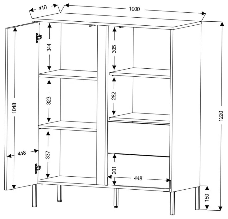 Comodă Munkki 1 (alb + negru). 1087324