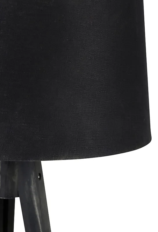 Triplu negru cu abajur din in negru 45 cm - Tripod Classic