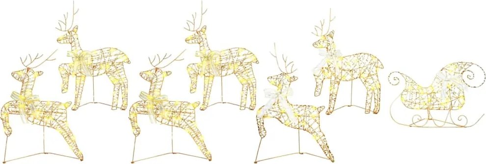 vidaXL Reni LED cu 40 LED 7 pcs Auriu PET