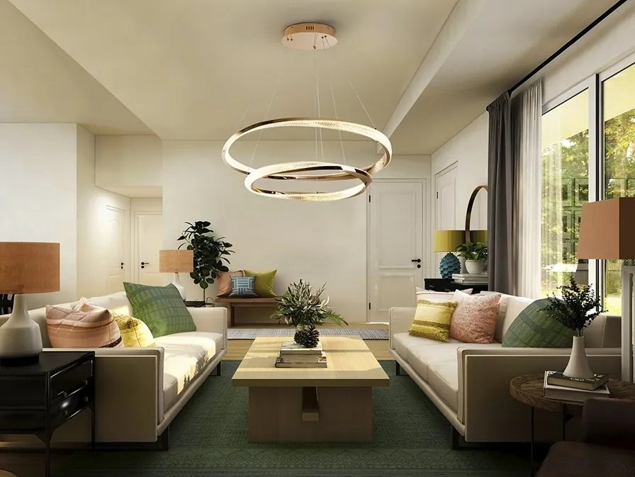Lustra LED suspendata design circular Orbitas aurie