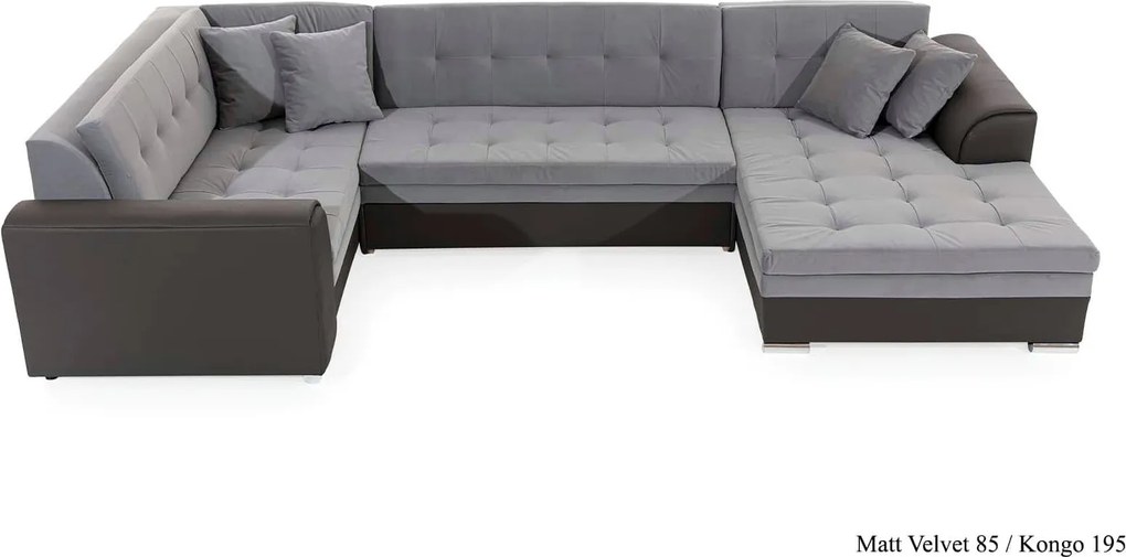 Colțar lemn masiv Formă U Extensibil Damasc 340x190cm Personalizabil - Monolith 97 + Monolith 84, Dreapta
