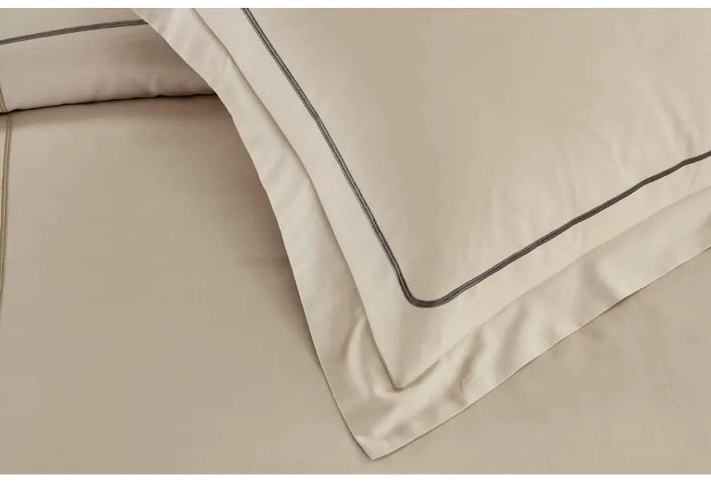 Lenjerie de pat bej din bumbac ranforcé pentru pat dublu, extinsă cu cearceaf inclus, cu 6 piese 240x220 cm Calm of Lines – Mila Home Luxury