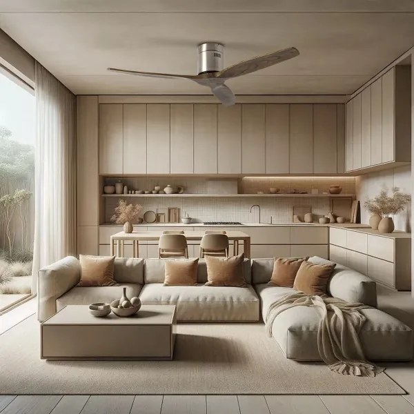 ZEVENTI - Ventilator de tavan SPELLO Wi-Fi Tuya, crom/stejar + telecomandă