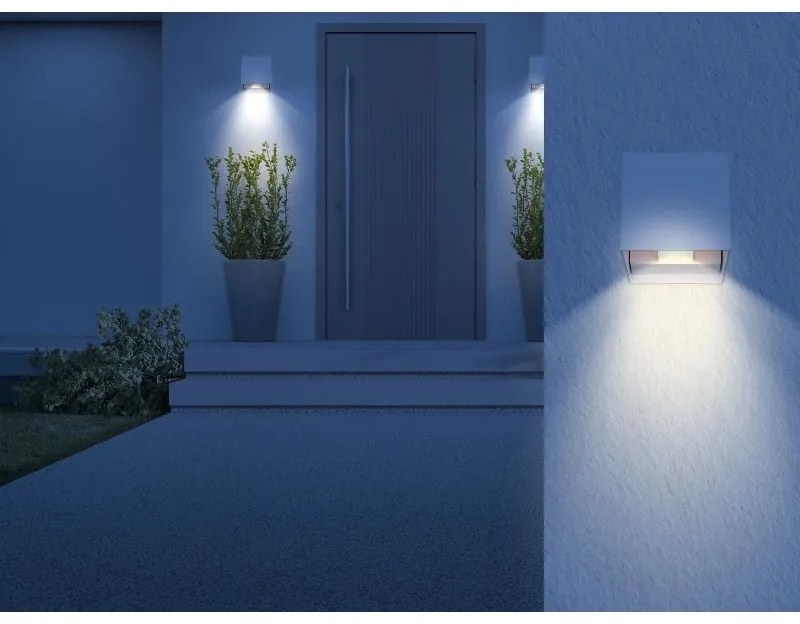 Aplica LED cu spot pentru iluminat exterior design modern IP54 Veronika alb 10x10cm