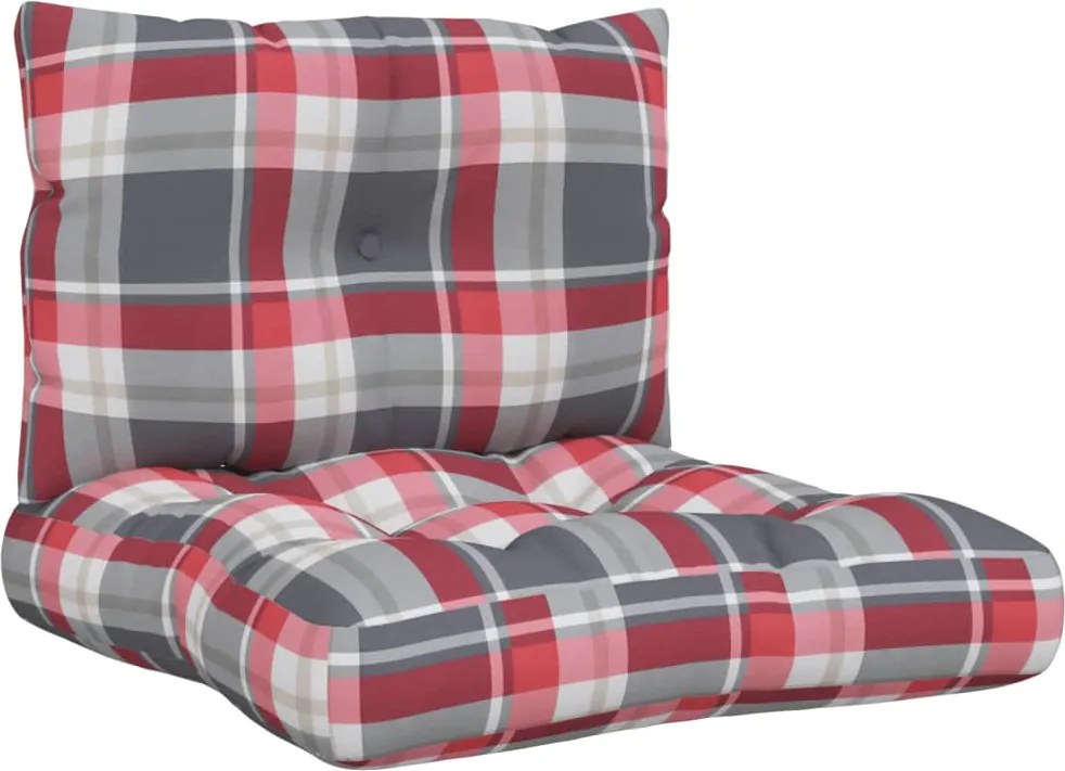 vidaXL Perne pentru paleți 2 buc. roșu țesătură cu model în carouri