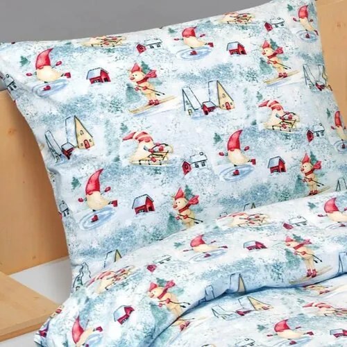 Bellatex Lenjerie de pat din bumbac de Crăciun Elfpe patine, 140 x 200 cm, 70 x 90 cm