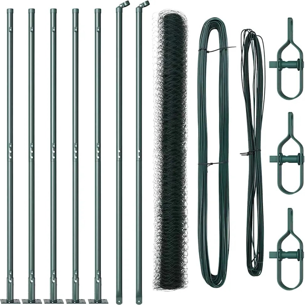 vidaXL Stâlp de gard. Verde 10 x 1,4 m ( plasă de 36 mm) Oțel și PVC