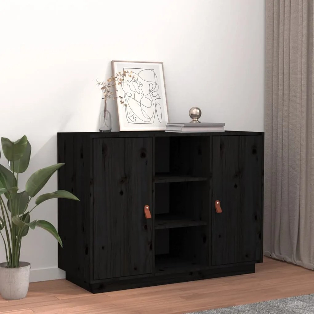 820136 vidaXL Dulap, negru, 100x40x75 cm, lemn masiv de pin