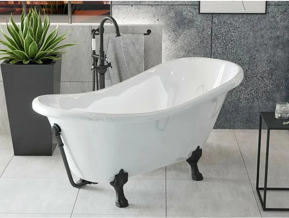 Cada freestanding retro Besco Otylia 160x77 cm picioare negre