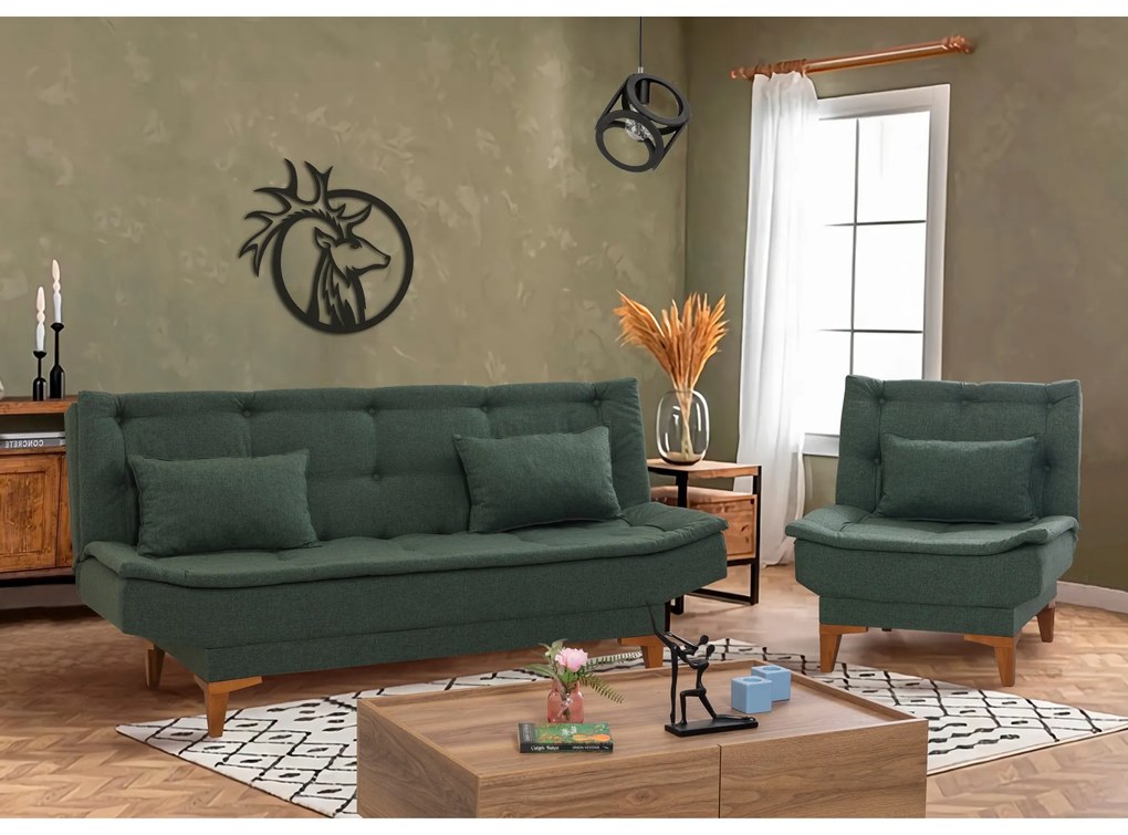 Set canapea fotoliu Syrma Tkm (verde). 1087984