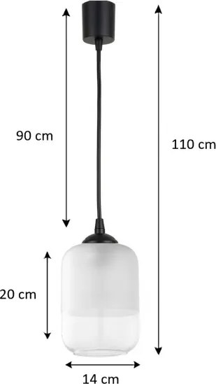 Brilagi - Lustră LED pe cablu RETRO GLASS 1xE27/60W/230V Ø 14 cm negru/alb