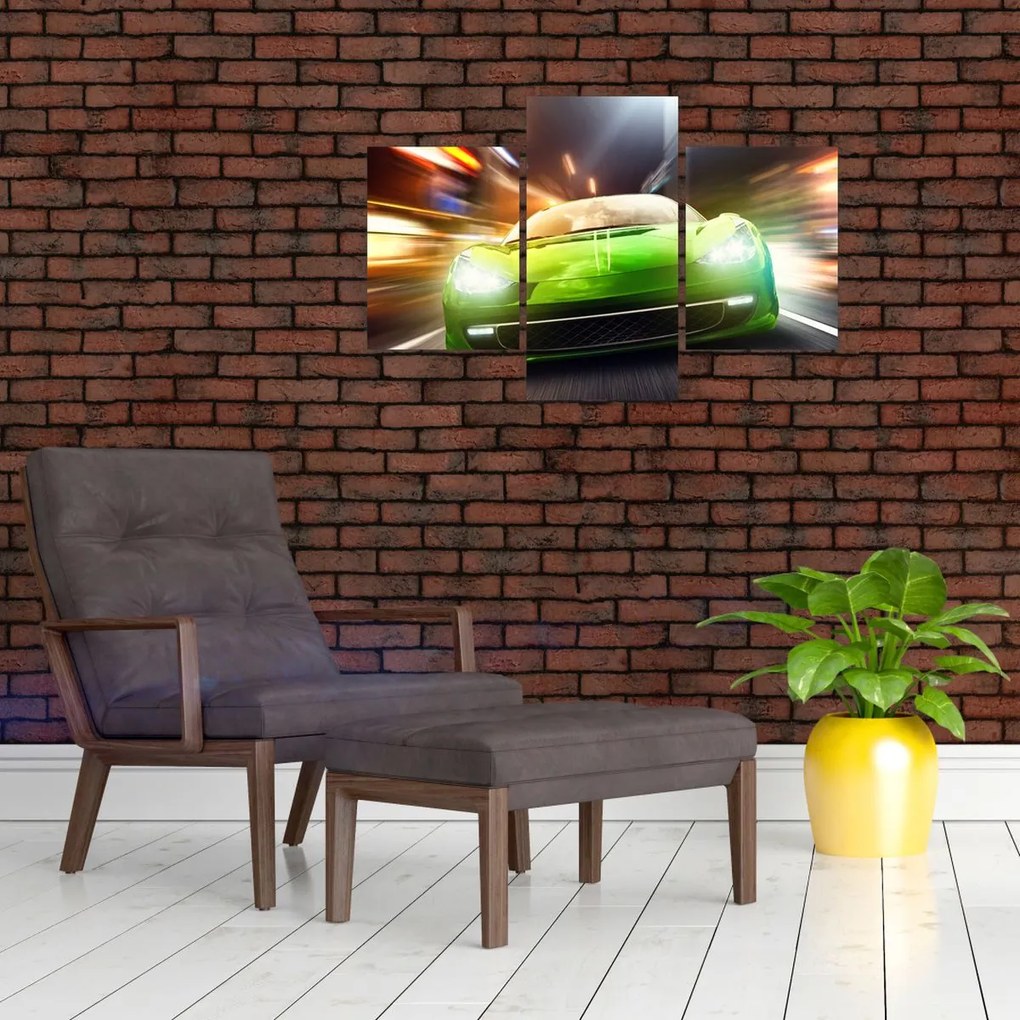 Tablou - Mașină de curse verde (90x60 cm)